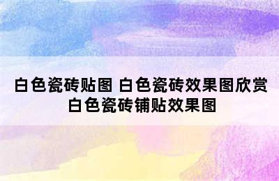 白色瓷砖贴图 白色瓷砖效果图欣赏 白色瓷砖铺贴效果图